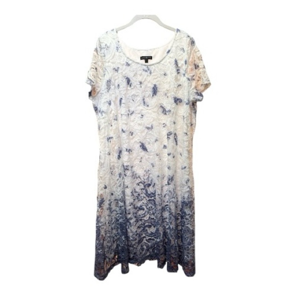 LANE BRYANT Blue & White Lace Overlay Dress Size 18/20 Special Occasion Party